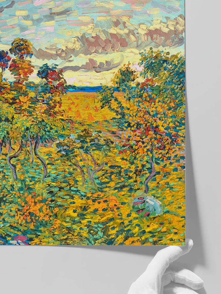 Van Gogh Sunset at Montmajour - Art Print  Poster