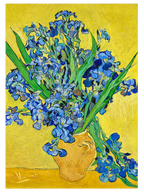 Van Gogh Vase with Irises Against a Yellow Background - Art Print