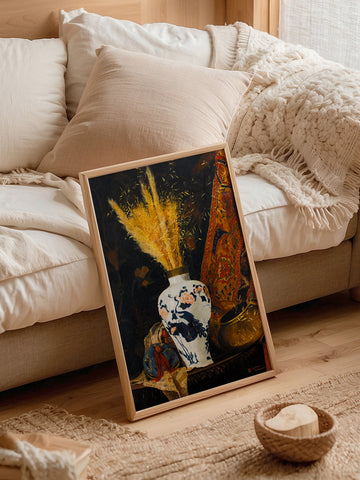 Osman Hamdi Bey Beyaz Vazoda Çiçekler - Art Print