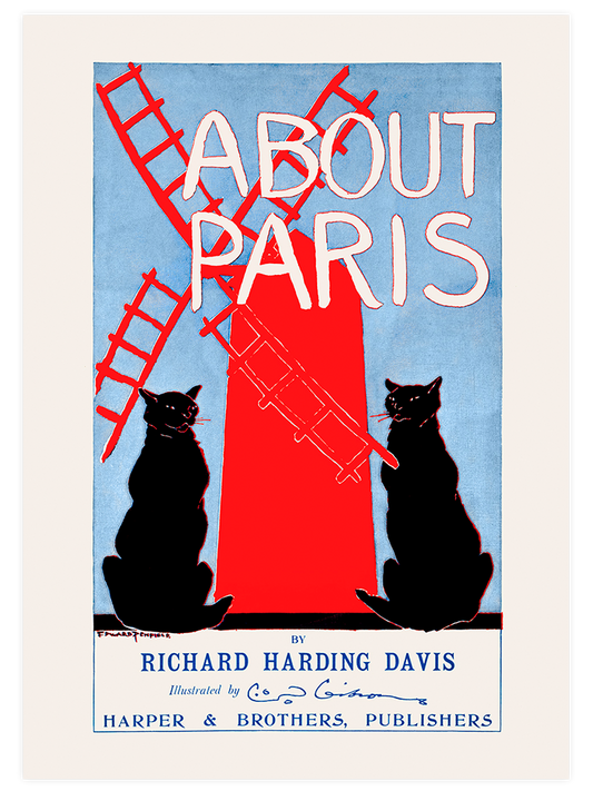 Vintage About Paris Poster - Giclée Baskı