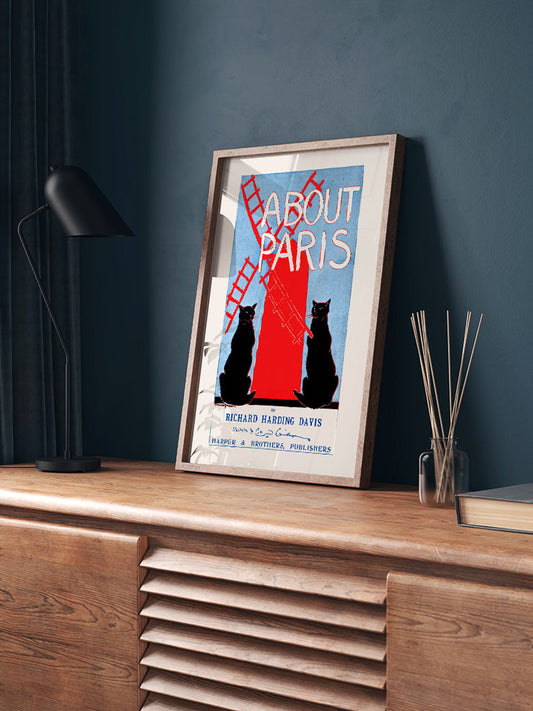 Vintage About Paris Poster - Giclée Baskı