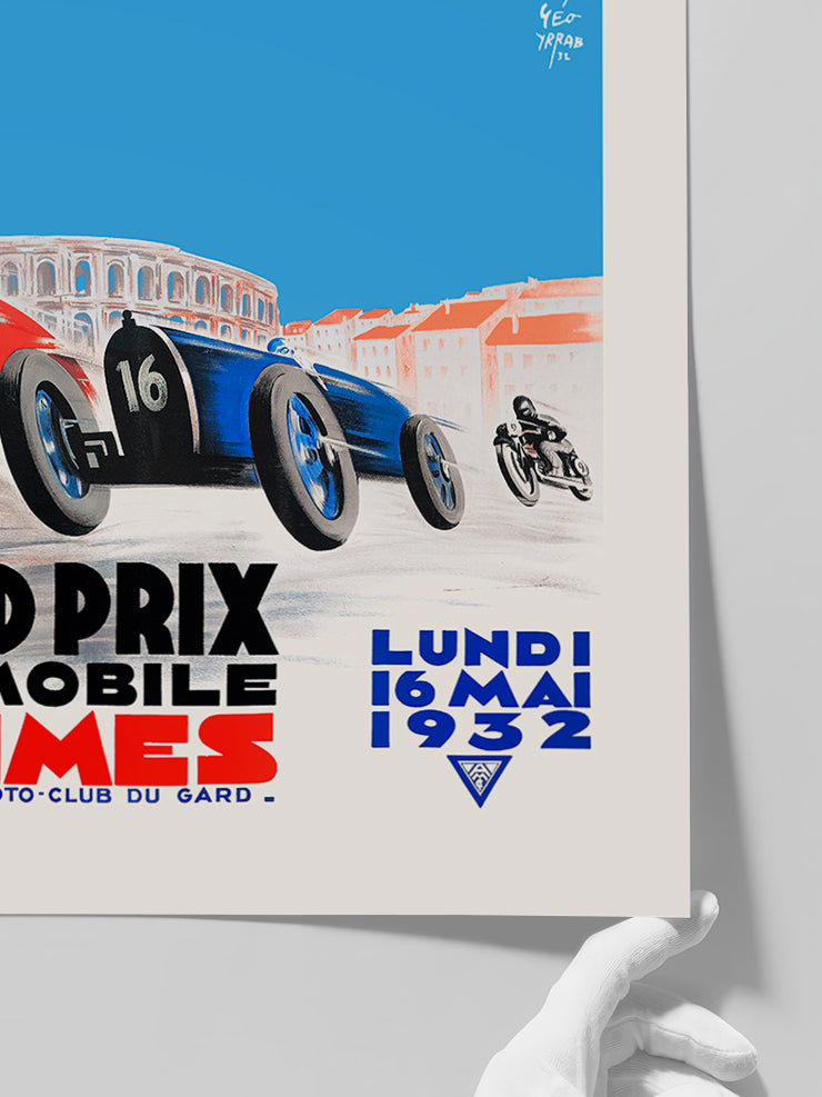 Vintage Grand Prix Nimes - Art Print  Poster