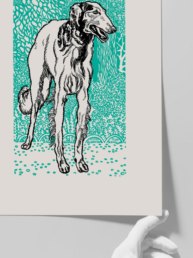 Vintage Borzoy - Art Print  Poster