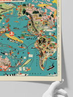 Vintage Japonca Resimli Dünya Haritası - Art Print
