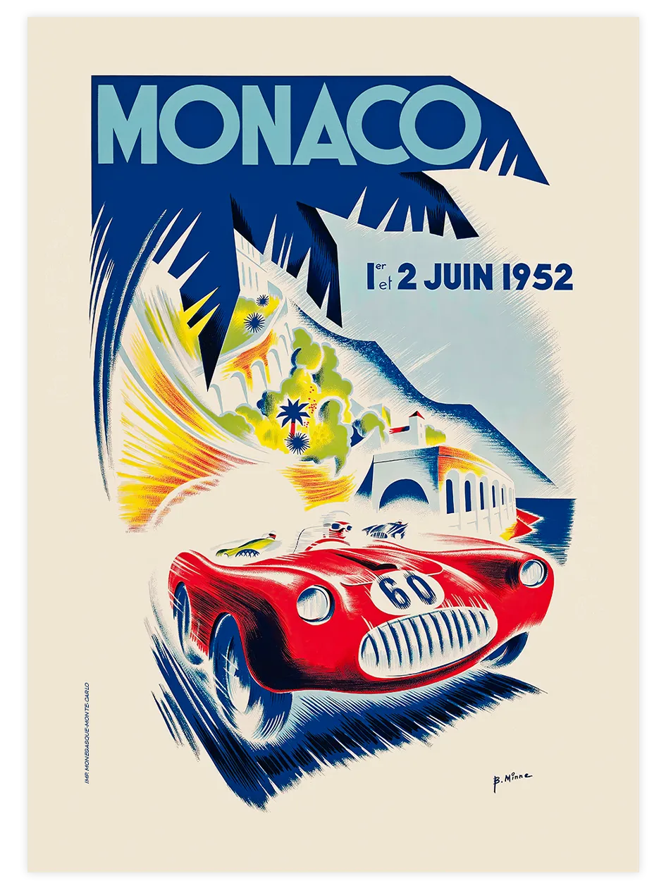 Vintage Grand Prix Monaco 1952 - Art Print Ünlü Ressamlar Poster