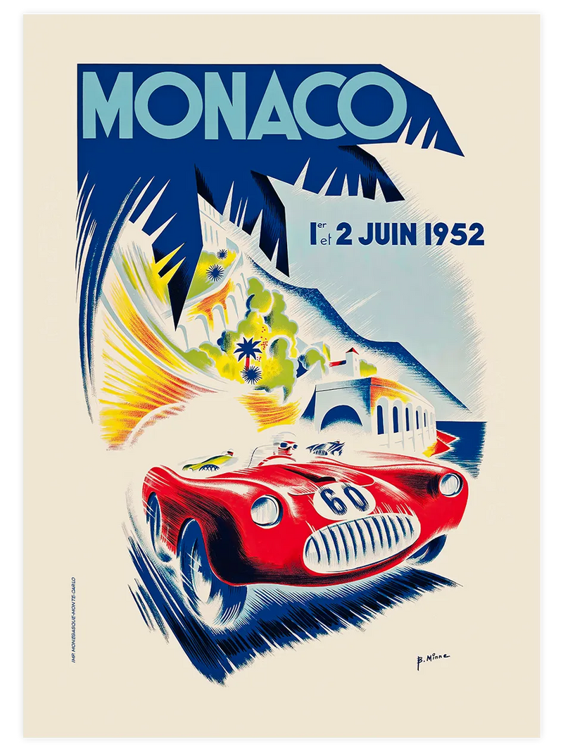 Vintage Grand Prix Monaco 1952 - Art Print Ünlü Ressamlar Poster