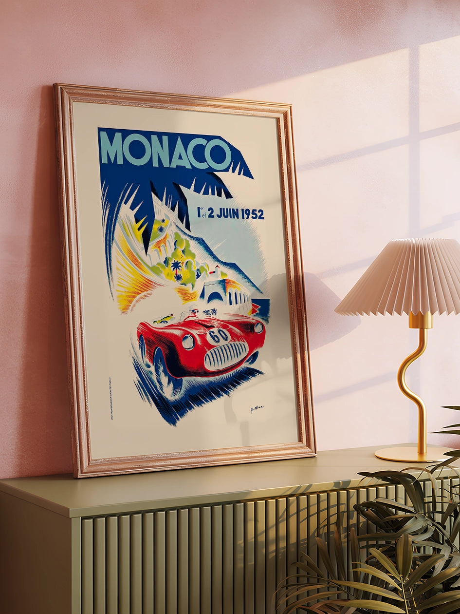 Vintage Grand Prix Monaco 1952 - Art Print  Poster