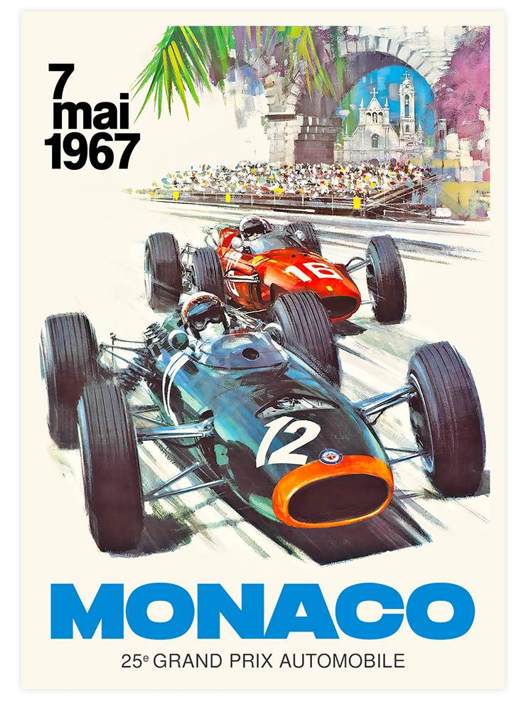 Vintage Grand Prix Monaco - Art Print