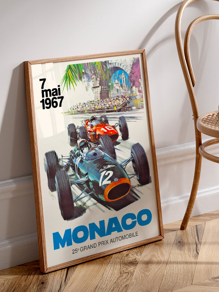 Vintage Grand Prix Monaco - Art Print  Poster