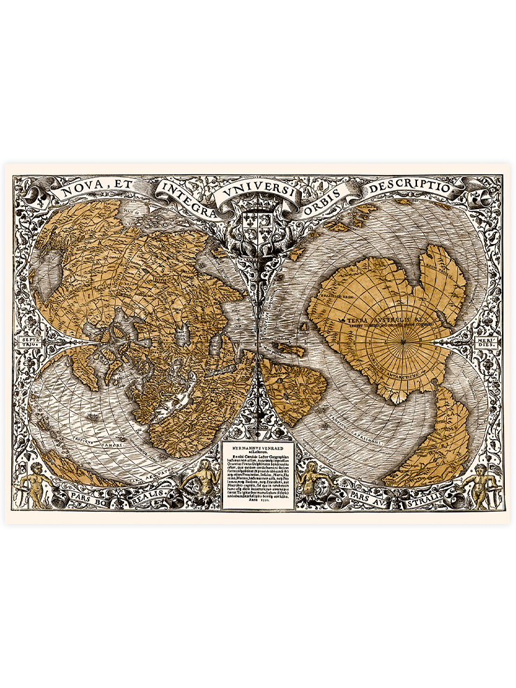 Vintage Dünya Haritası  - Art Print