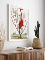 Vintage Kırmızı Flamingo - Art Print