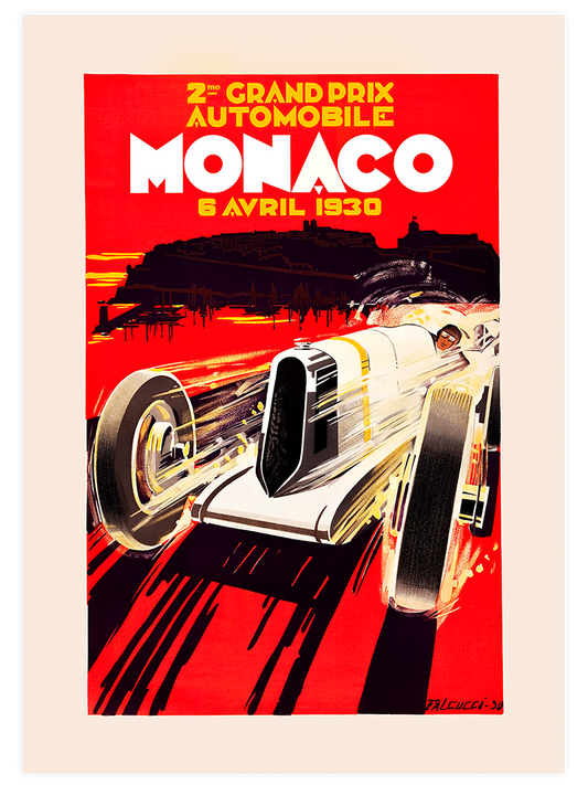 Vintage Grand Prix Monaco Poster - Giclée Baskı