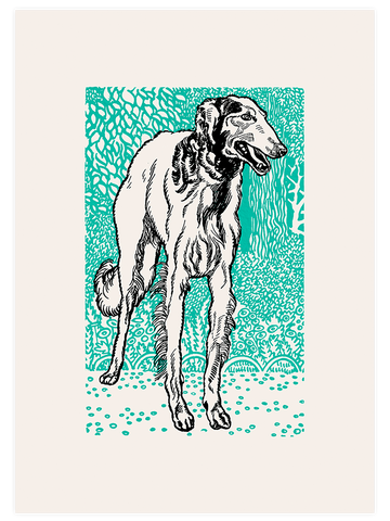 Vintage Borzoy - Art Print