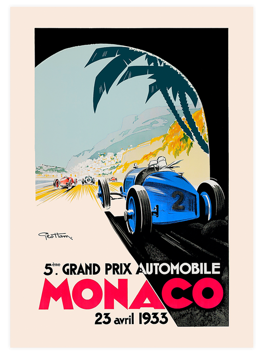 Vintage Grand Prix Monaco Poster - Giclée Baskı