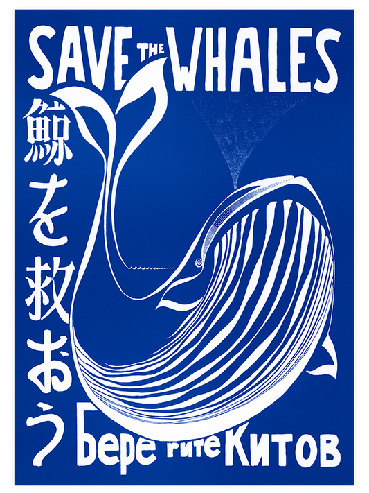 Vintage Save The Whales Poster - Giclée Baskı