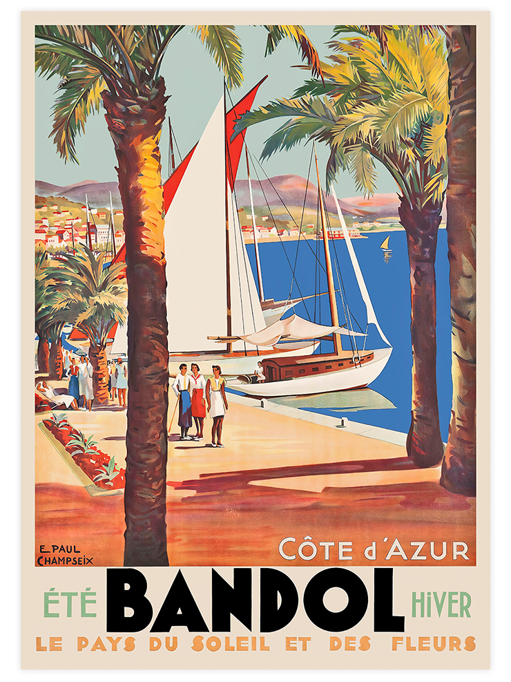 Vintage Bandol Côte d’Azur - Art Print Ürün ana görseli