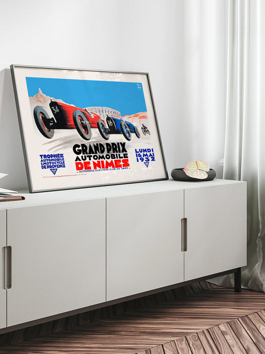 Vintage Grand Prix Nimes Poster - Giclée Baskı