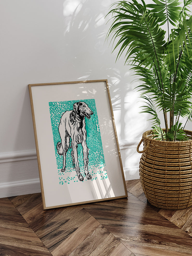 Vintage Borzoy - Art Print Ürün ikincil görseli