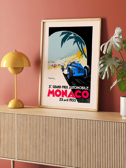 Vintage Grand Prix Monaco Poster - Giclée Baskı