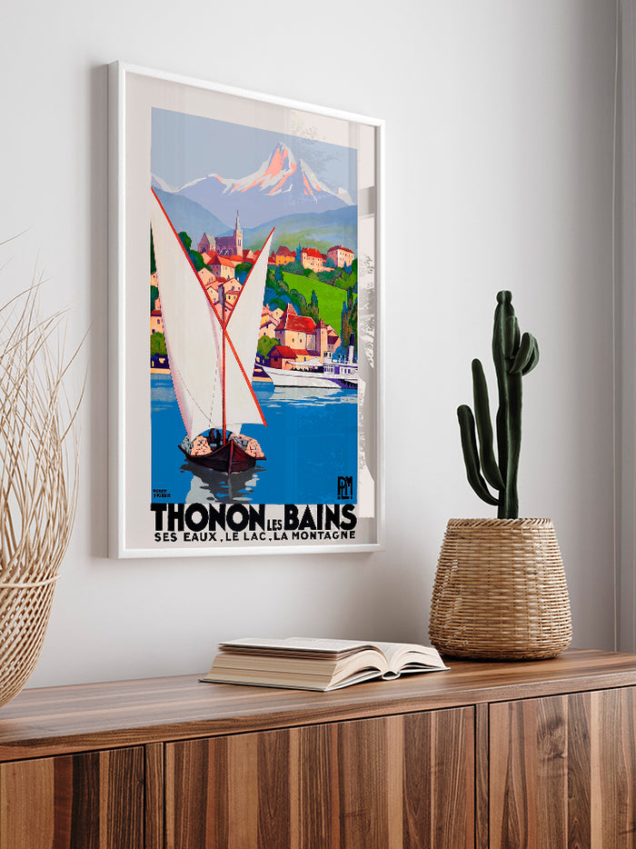 Vintage Thonon les Bains - Art Print  Poster