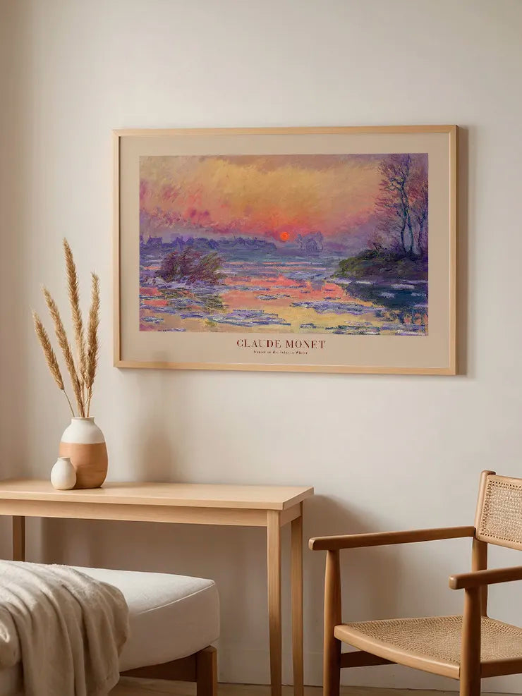 Monet Sunset on the Seine in Winter - Art Print