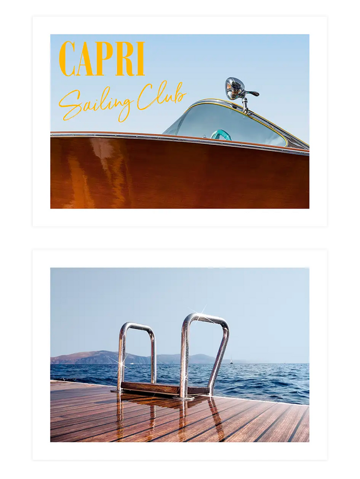 Capri temalı yat detaylarından oluşan iki parçalı poster seti