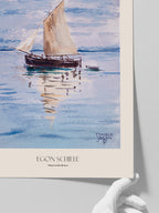 Egon Schiele Sailing Boat with Reflections - Art Print
