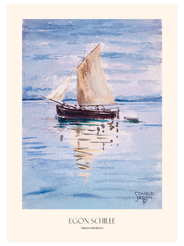 Egon Schiele Sailing Boat with Reflections - Art Print