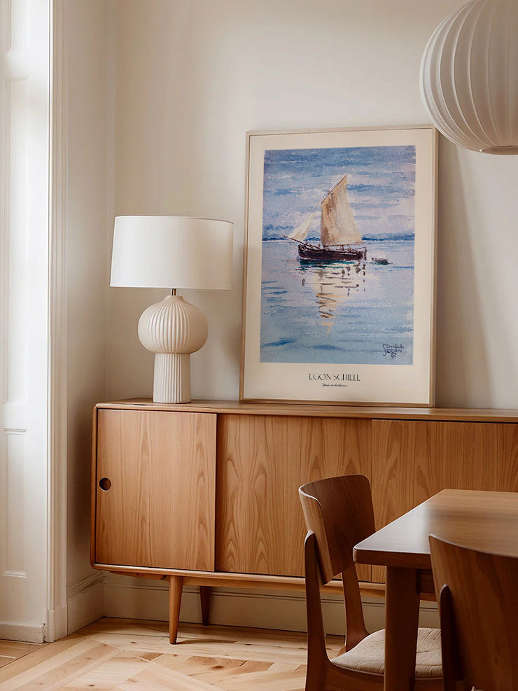 Egon Schiele Sailing Boat with Reflections - Art Print  Poster