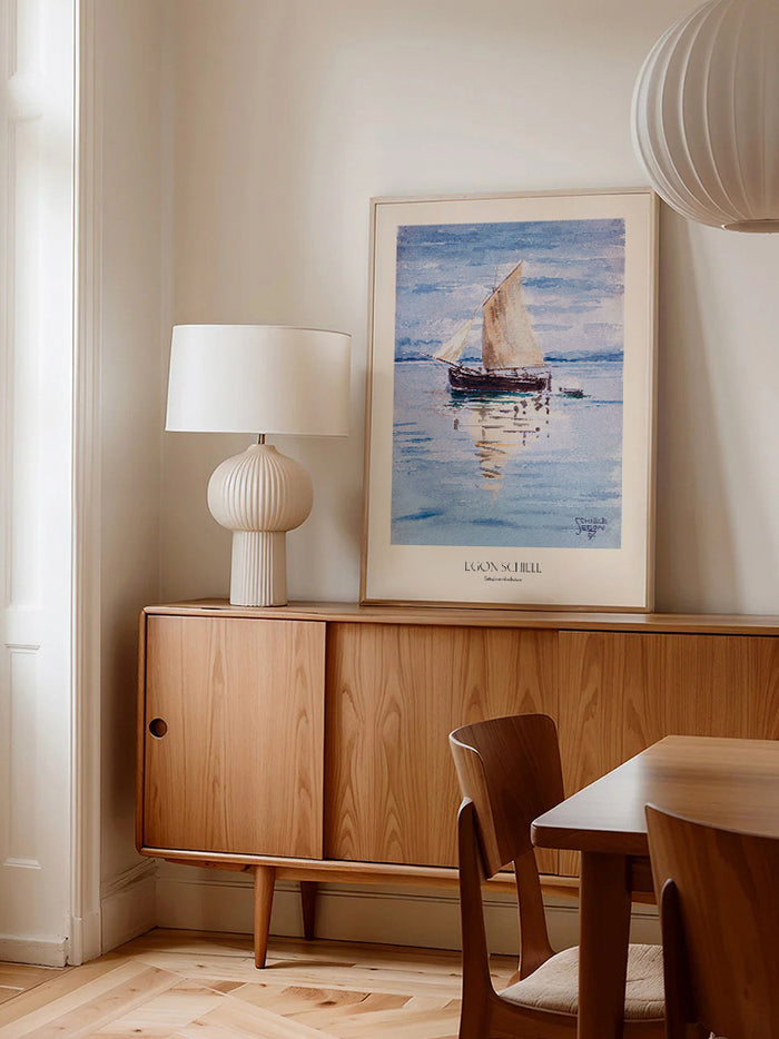 Egon Schiele Sailing Boat with Reflections - Art Print  Poster