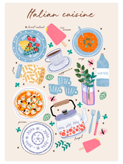 Italian Cuisine Poster - Giclée Baskı