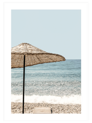 Deniz Ve Plaj Şemsiyesi Poster - Giclée Baskı