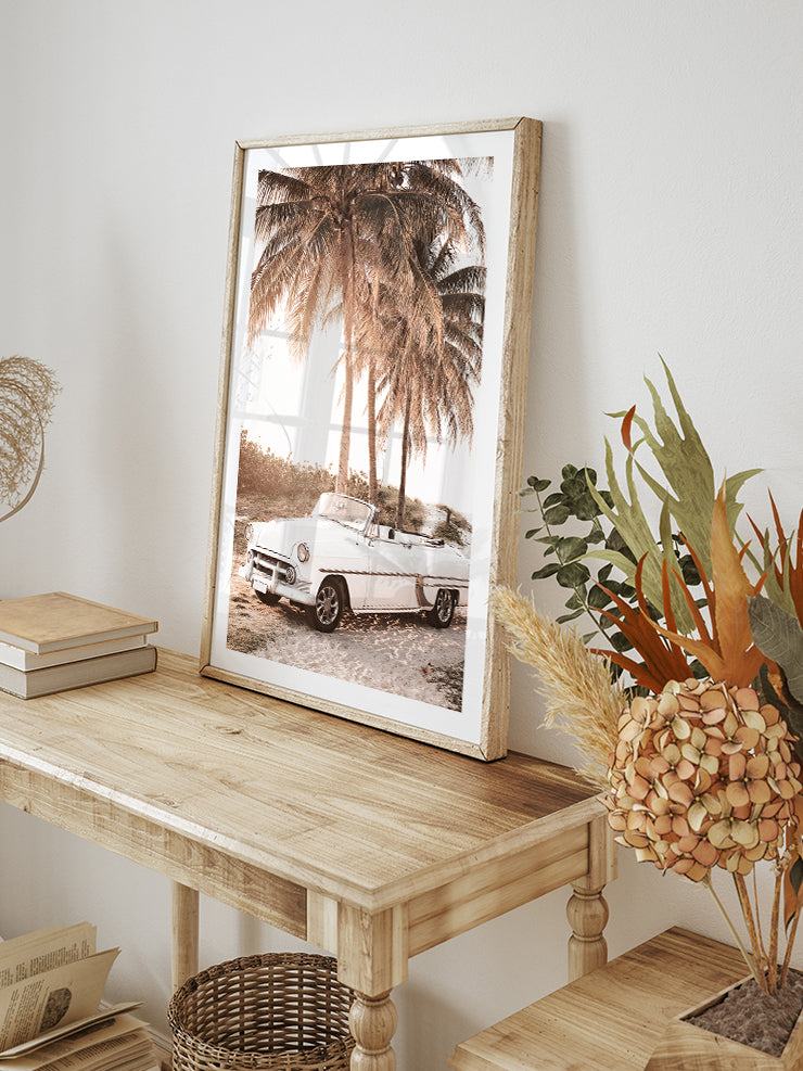 Cabriolet On The Beach - Art Print  Poster