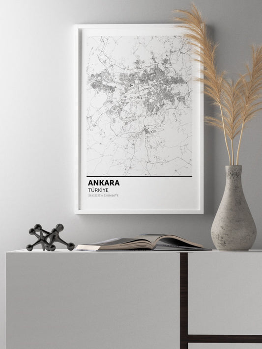 Ankara Haritası Poster - Giclée Baskı