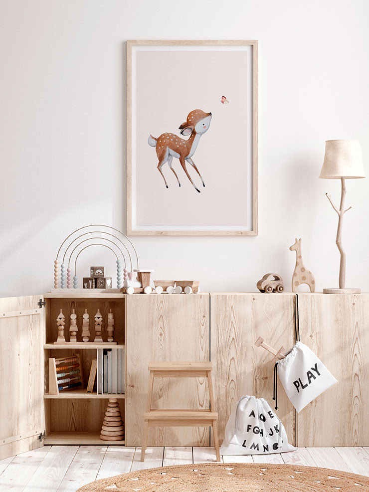 Kelebek Ve Bambi - Art Print  Poster