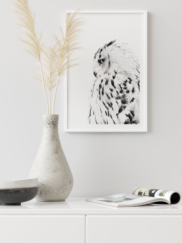 Mavi Gözlü Baykuş - Art Print