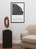 Buenos Aires Siyah Harita - Art Print