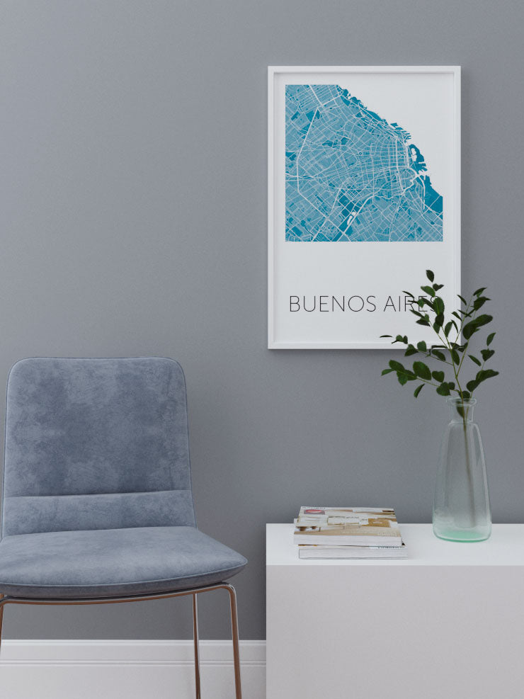 Buenos Ai̇res Mavi̇ Hari̇ta - Art Print Ürün ikincil görseli