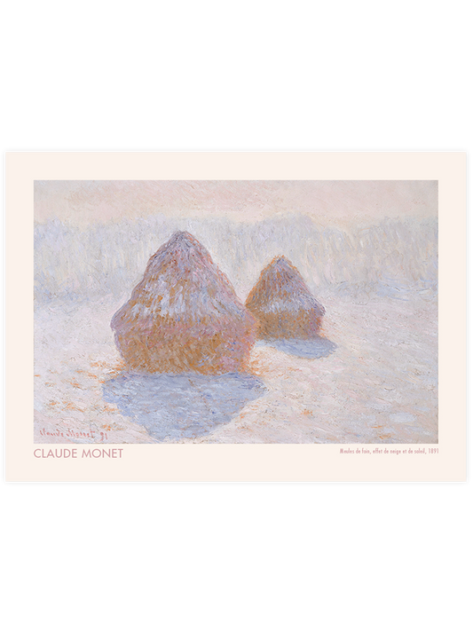 Monet Meules de Foin, Effet de Neige et de Soleil Poster - Giclée Baskı