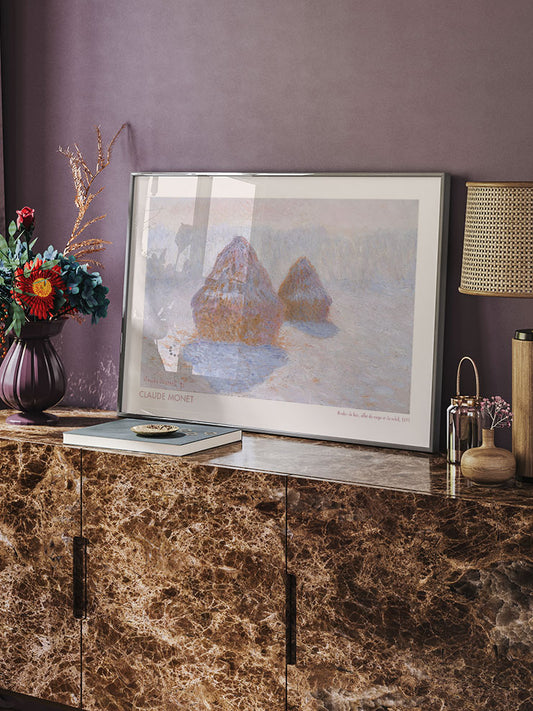 Monet Meules de Foin, Effet de Neige et de Soleil - Fine Art Poster