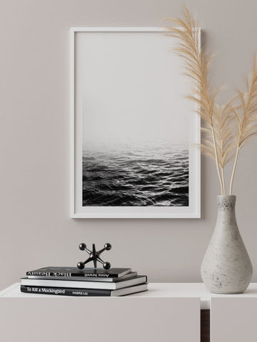 Siyah Beyaz Deniz - Art Print