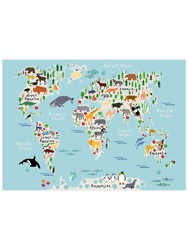 Renkli Dünya Haritası - Art Print