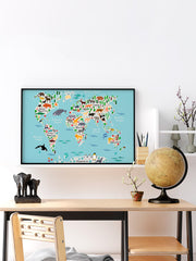 Renkli Dünya Haritası - Fine Art Poster