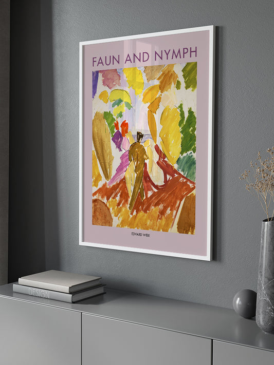 Edvard Weie Faun and Nymph Poster - Giclée Baskı
