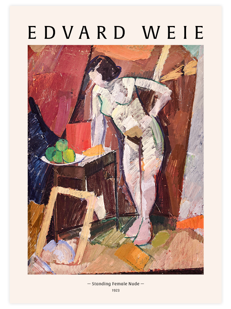 Edvard Weie Standing Female Nude - Art Print