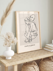 Egon Schiele Woman And Girl Embracing - Fine Art Poster
