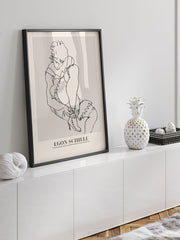 Egon Schiele Woman Buttoning Her Shoes - Fine Art Poster