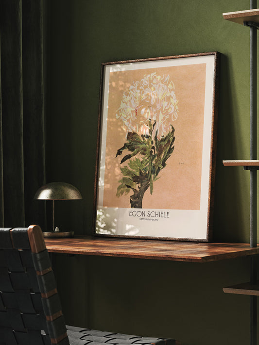 Egon Schiele White Chrysanthemum - Fine Art Poster