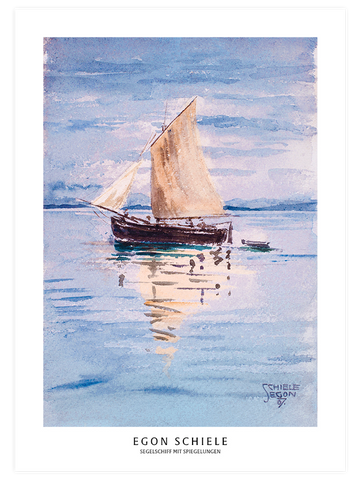 Egon Schiele Sailing Boat with Reflections - Art Print