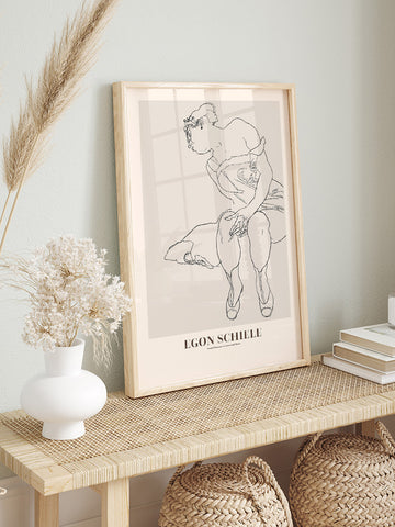Egon Schiele Seated Woman In Corset And Boots - Art Print